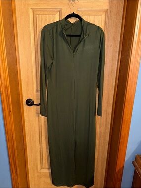 Olive Green Long Sleeve Maxi Dress